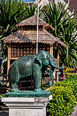 Chiang Mai - The Wat Chedi Luang, the viharn, or worship hall, additional items in front of the facade. 